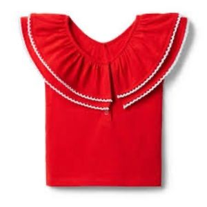 • Janie and Jack • Little Girls Ruffle Top Red and White 18-24 Months